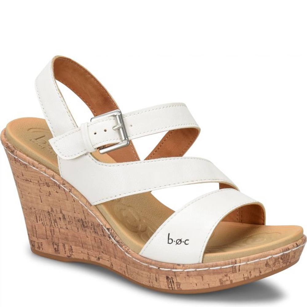b.o.c. Womens Schirra white Wedge Sandal Sz 7